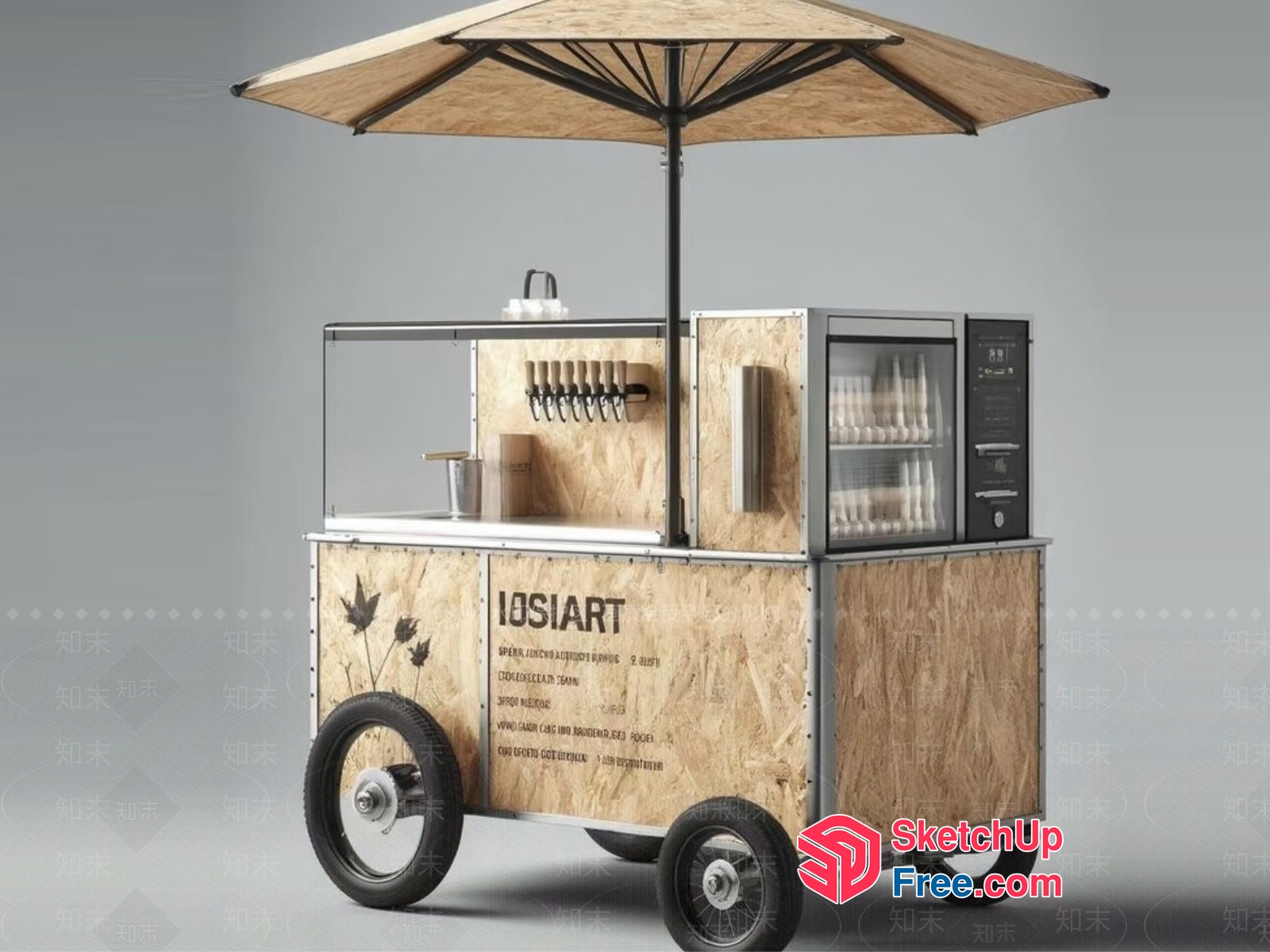 Wooden Food Truck With Modern Decor And Functional Design 3D SketchUp File