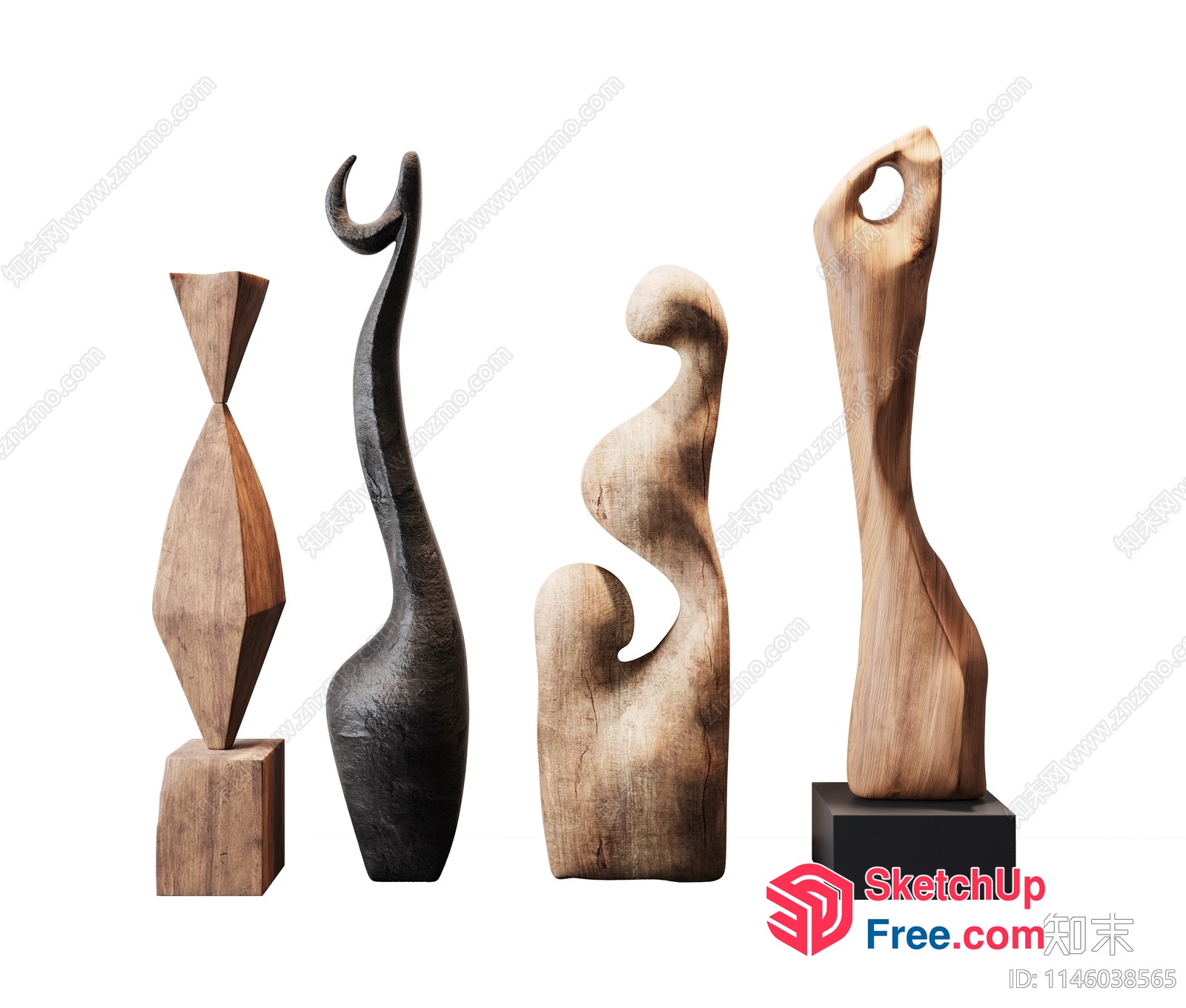 Modern Wood Sculptures 3D SketchUp File