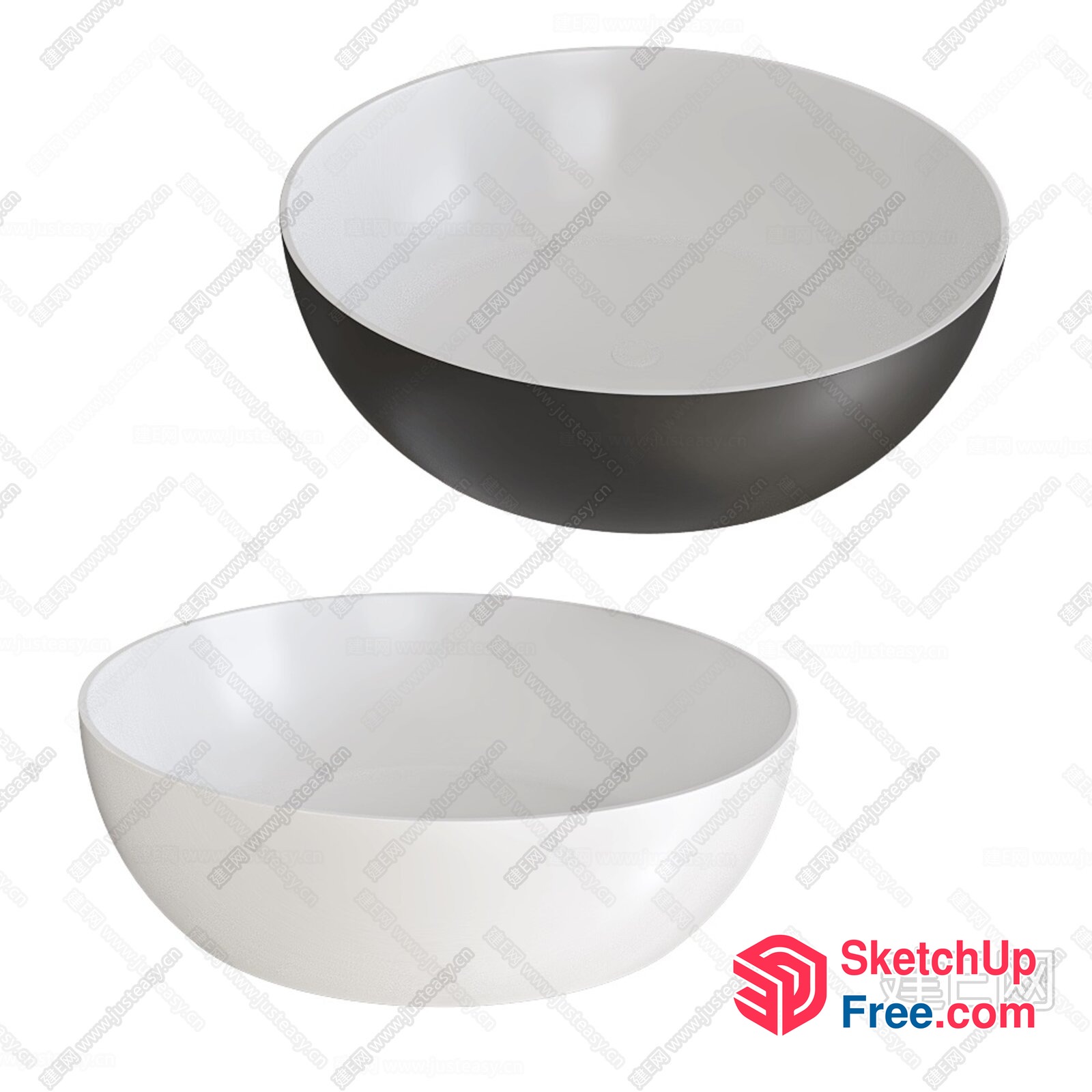 Two Large Bowls With Different Colors 3D SketchUp File