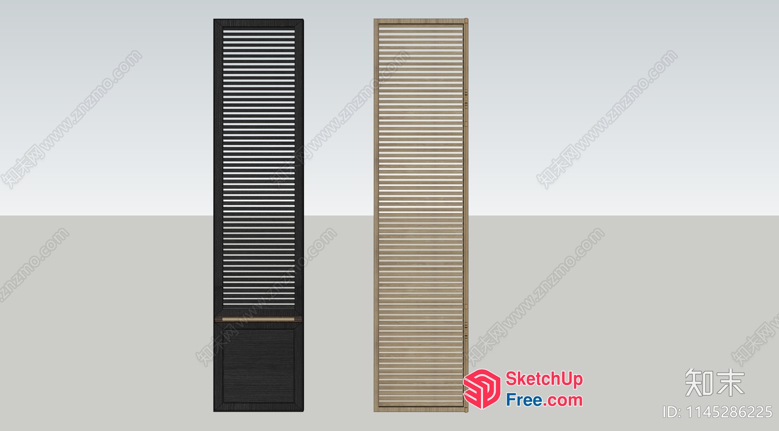 Partition Screen With Horizontal Slats And Wooden Frame 3D SketchUp File
