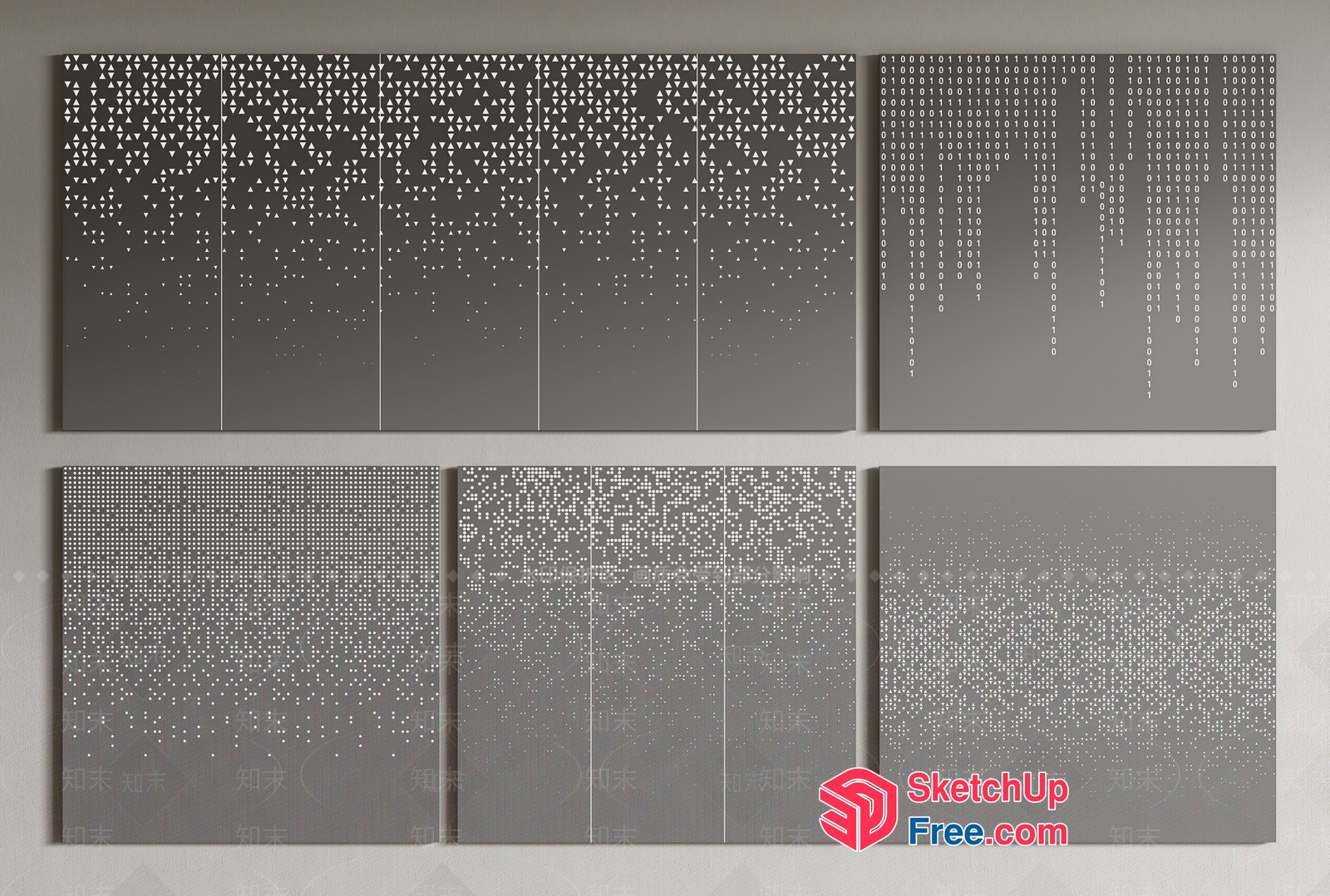 Digital Artwork Of Binary Code And Stars 3D SketchUp File