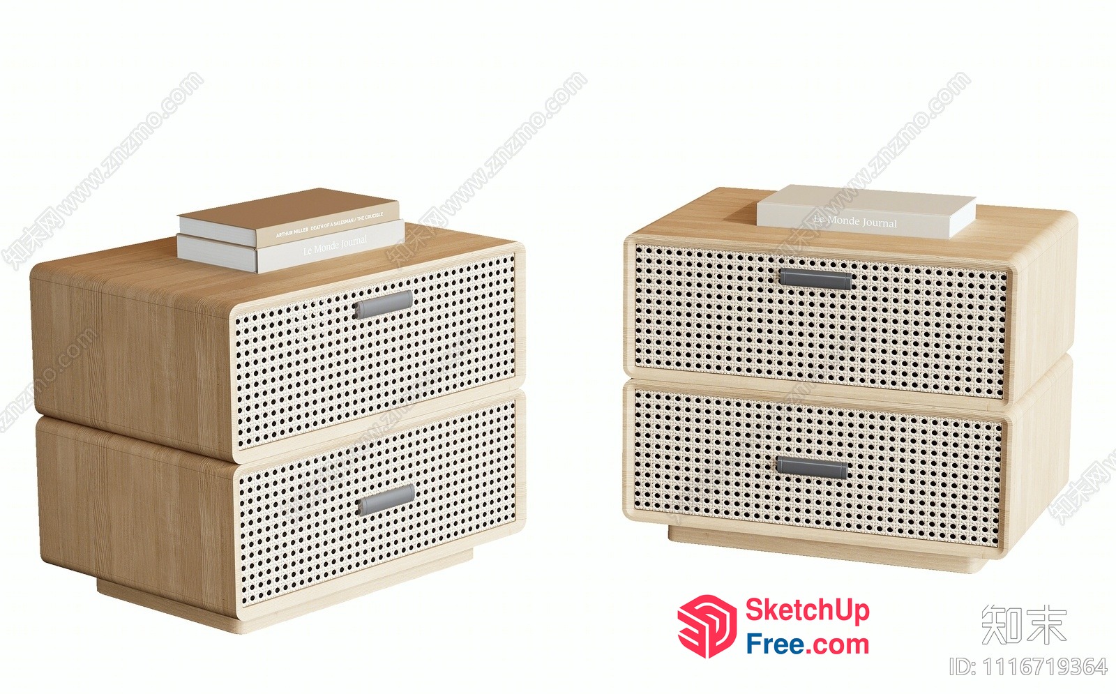 Modern Wooden Nightstands With Decorative Drawers 3D SketchUp File