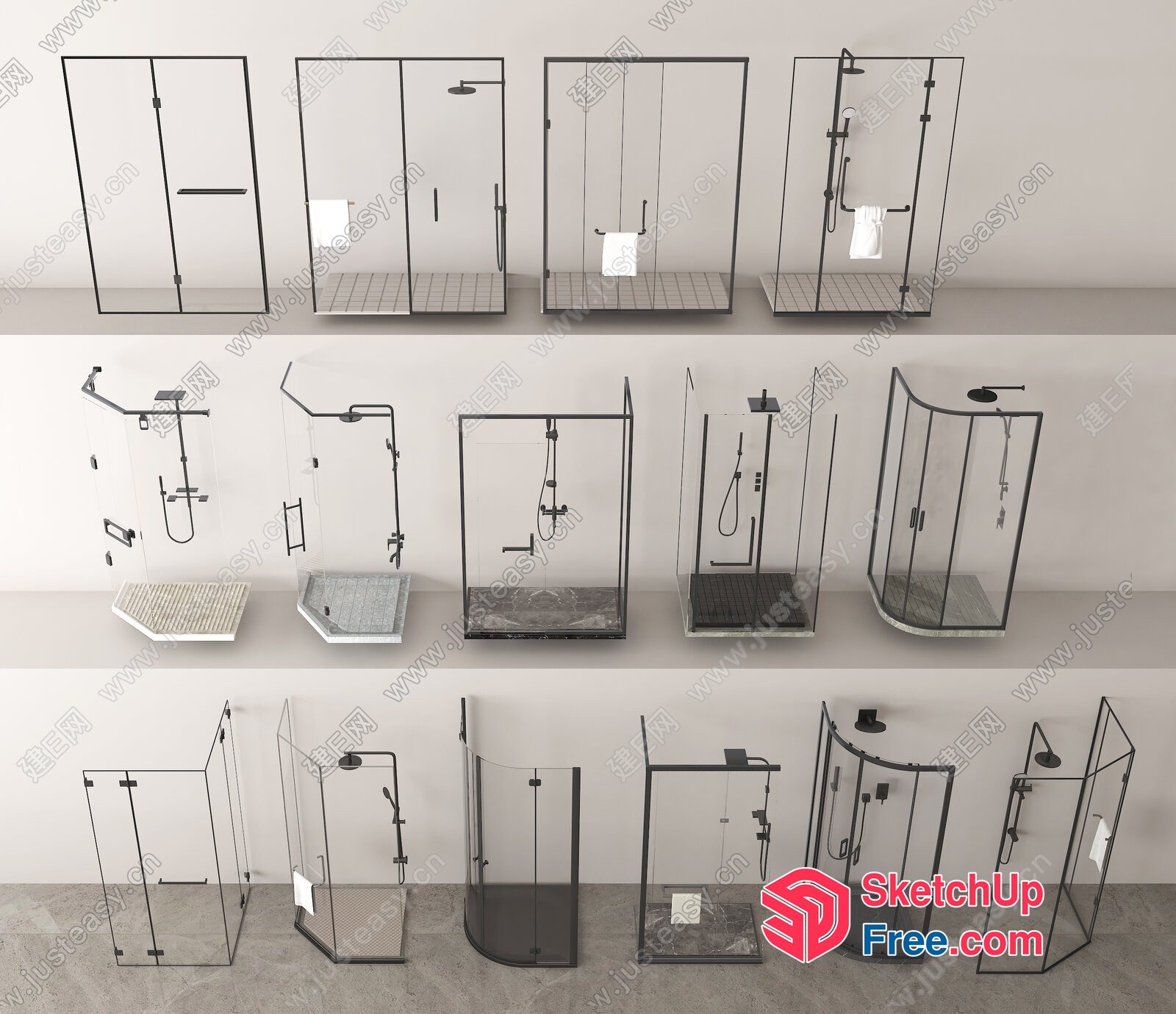 Modern Bathroom Shower Enclosures And Accessories 3D SketchUp File