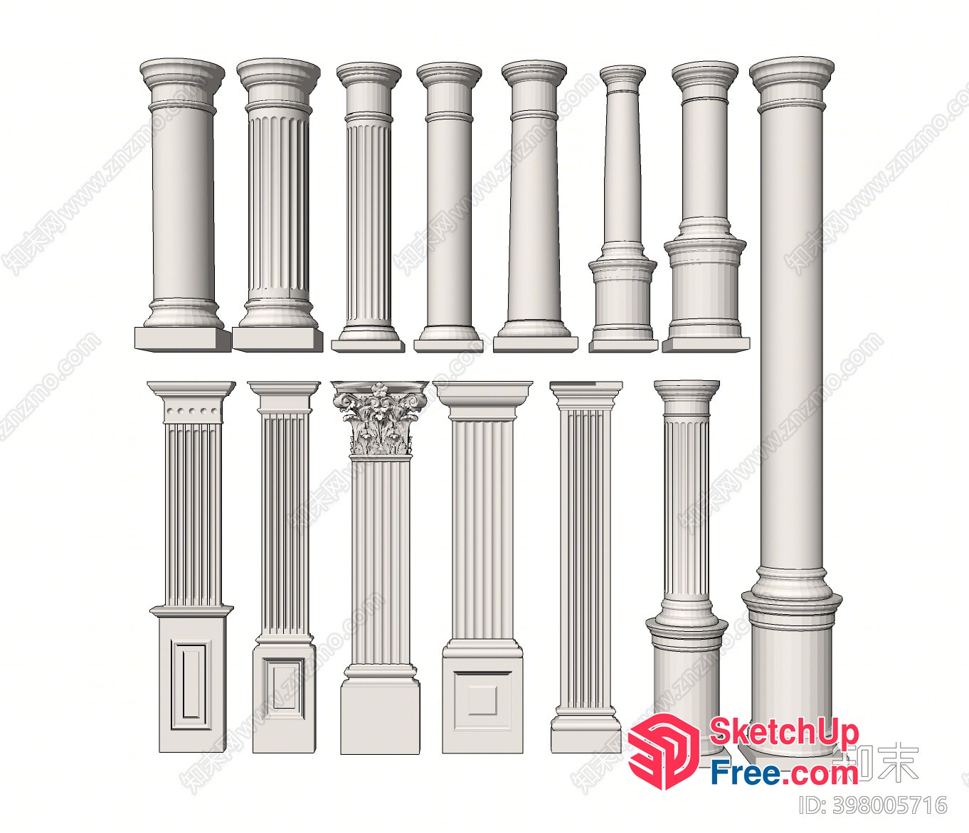 Pillar Collection With Various Styles And Shapes 3D SketchUp File
