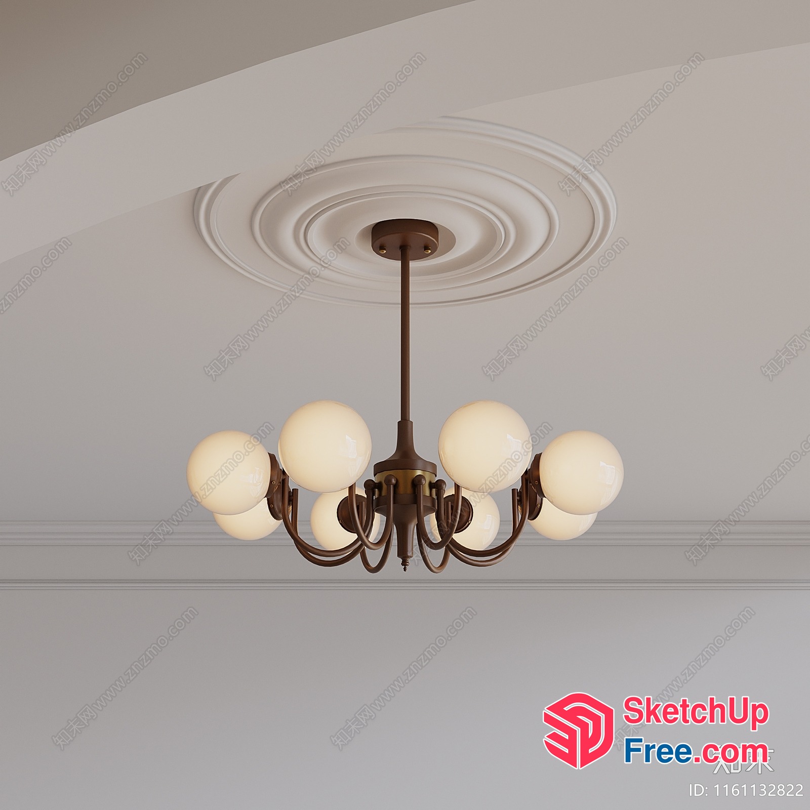 Classic Ceiling Light Fixture With Ornate Design 3D SketchUp File