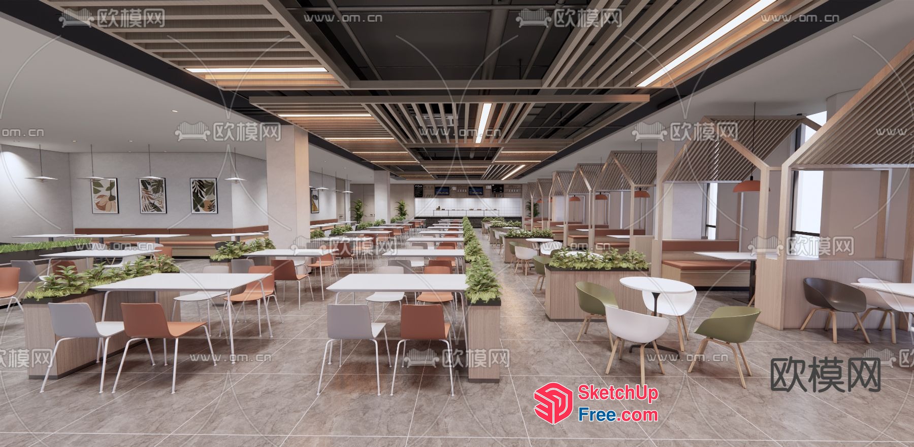 Modern Commercial Street Interior With Elegant Decor 3D SketchUp File