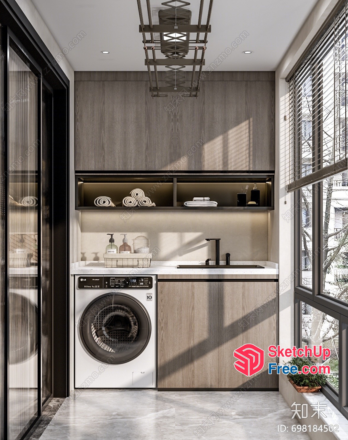 Modern Minimalist Laundry Room With Sleek Appliances 3D SketchUp File