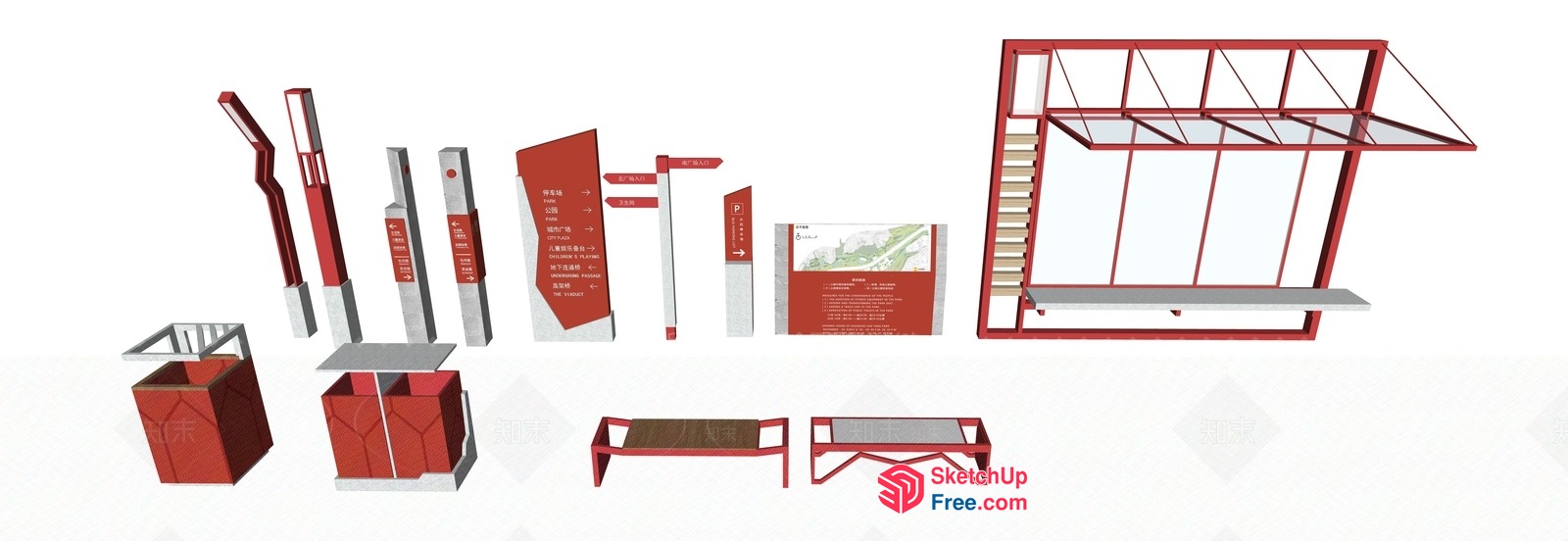 Red And White Modern Home Decor Furniture Collection 3D SketchUp File