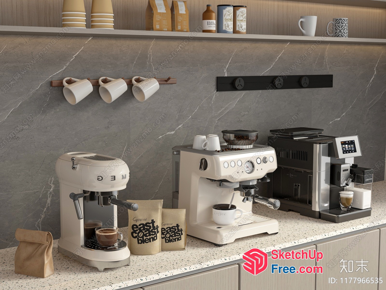 Modern Coffee Bar With Espresso Machines 3D SketchUp File