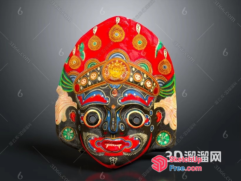 Ornate Mask With Vibrant Patterns And Colors 3D SketchUp File