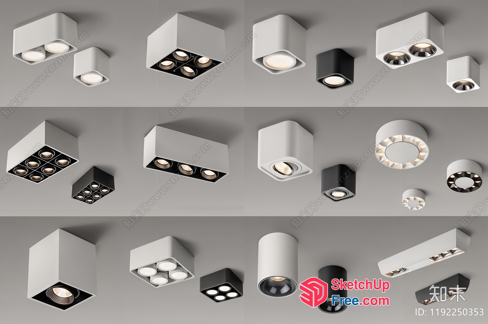 Modern Ceiling Light Fixtures In White And Black 3D SketchUp File