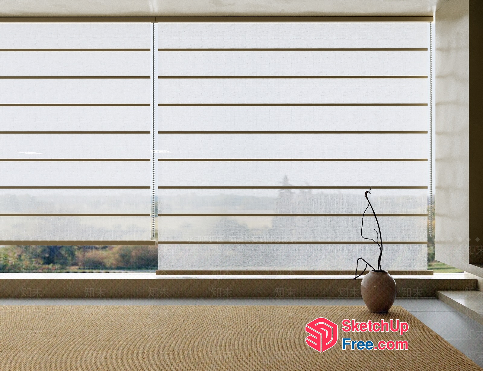 Minimalist Window Blinds And Vase 3D SketchUp File