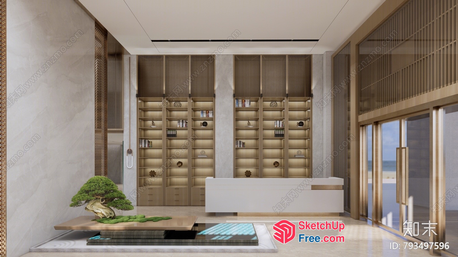 Elegant Modern Interior With Japanese Decor 3D SketchUp File