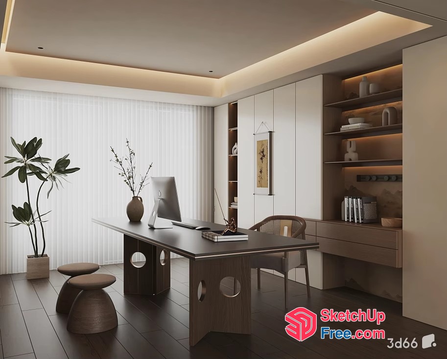 Modern Office Space With Sleek Furniture And Natural Light 3D SketchUp File