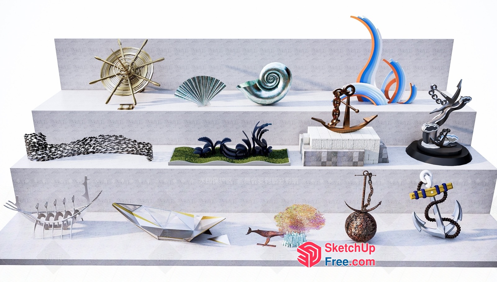 Modern Artistic Decorative Sculptures 3D SketchUp File