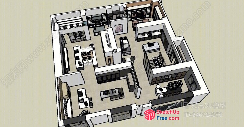 3D Model Of A Modern Office Building Floor Plan 3D SketchUp File
