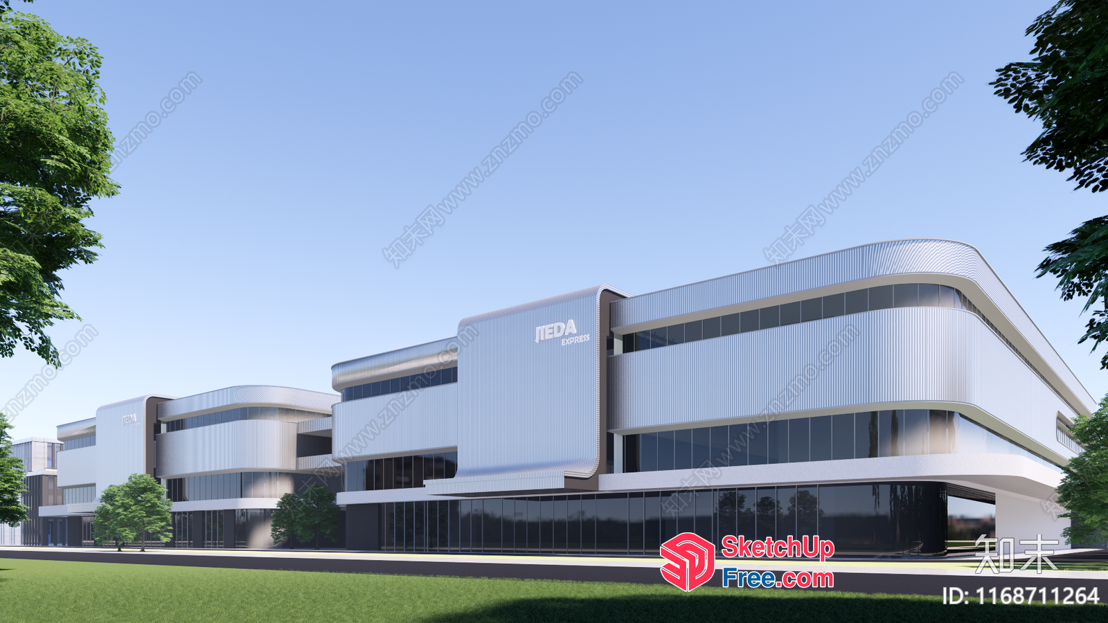 Modern Commercial Building Exterior 3D SketchUp File