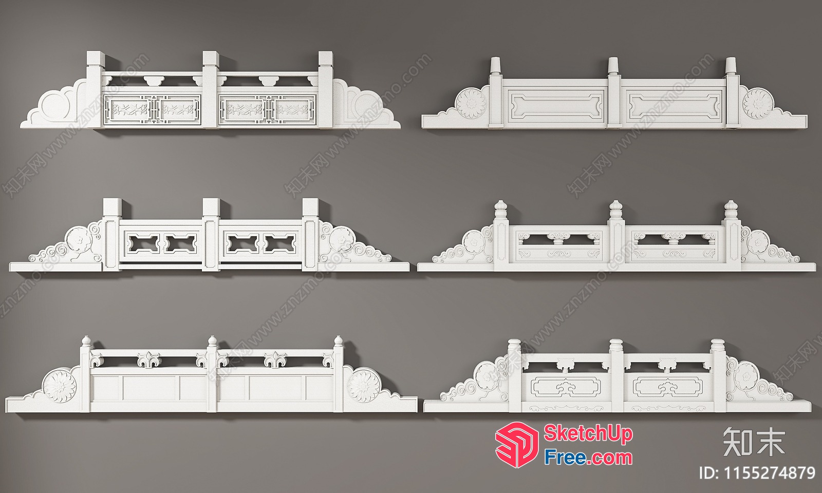 Ornate White Decorative Fencing 3D SketchUp File