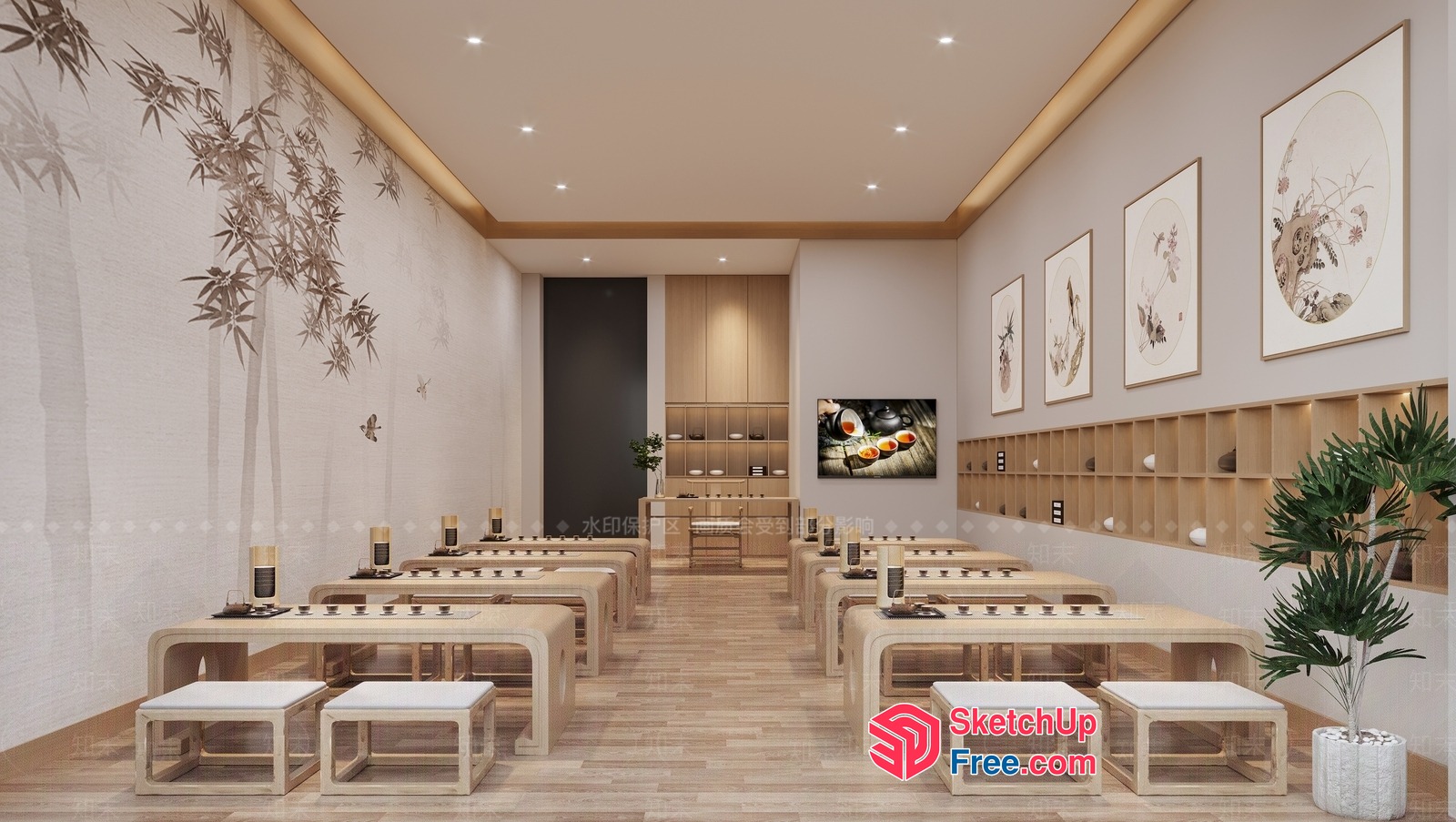 Modern Asian-Inspired Dining Room 3D SketchUp File