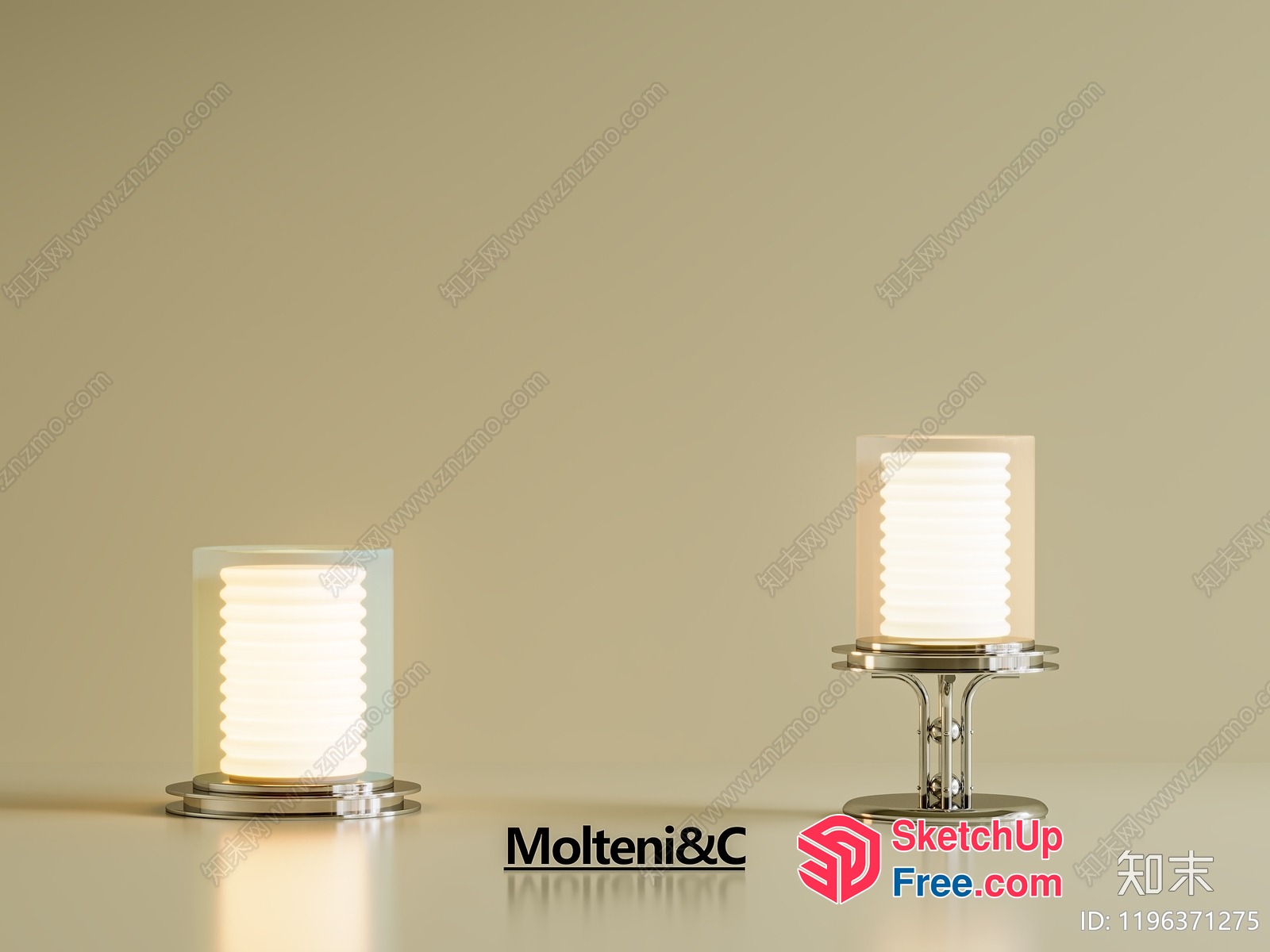 Two Glass Lamps With Metal Bases 3D SketchUp File