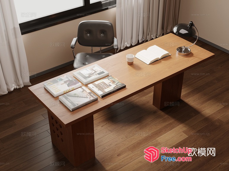 Wooden Table And Chairs In A Cozy Room 3D SketchUp File