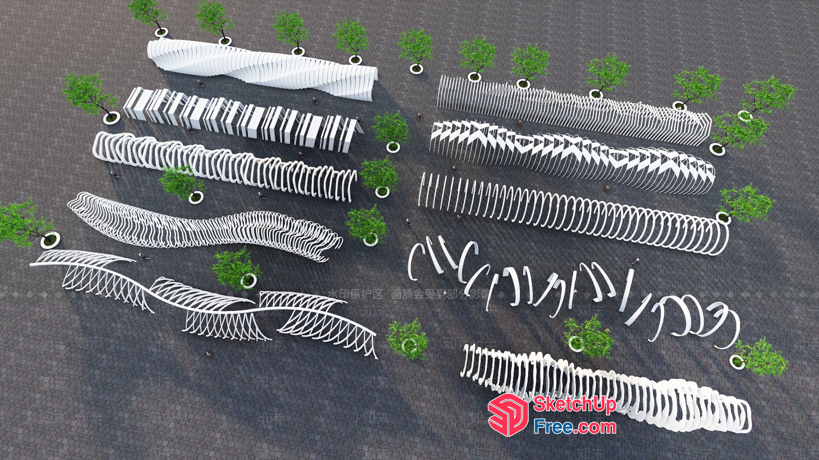 Exterior Street Furniture Arrangement 3D SketchUp File