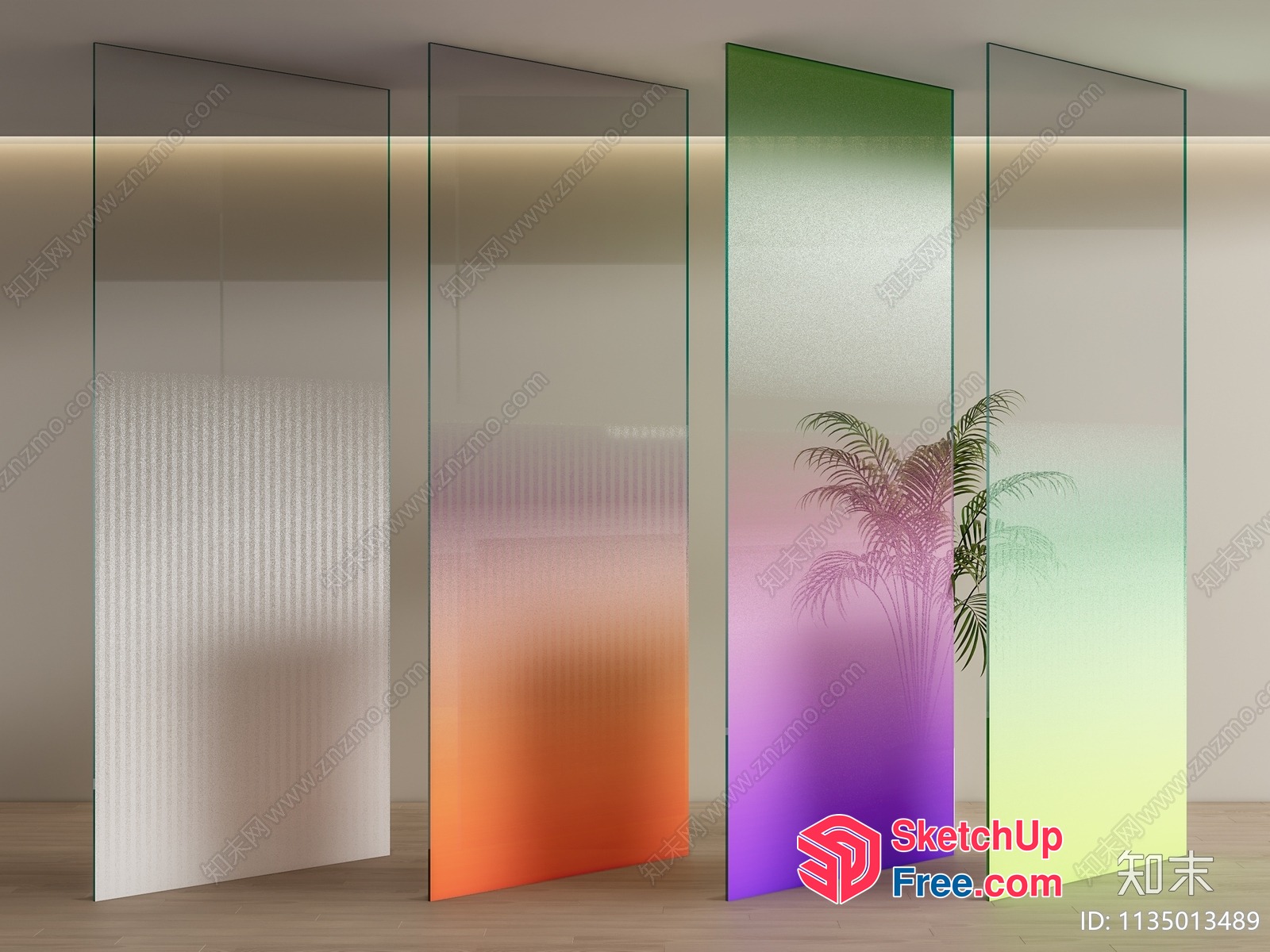 Tall Glass Panels With Ombre Effect 3D SketchUp File