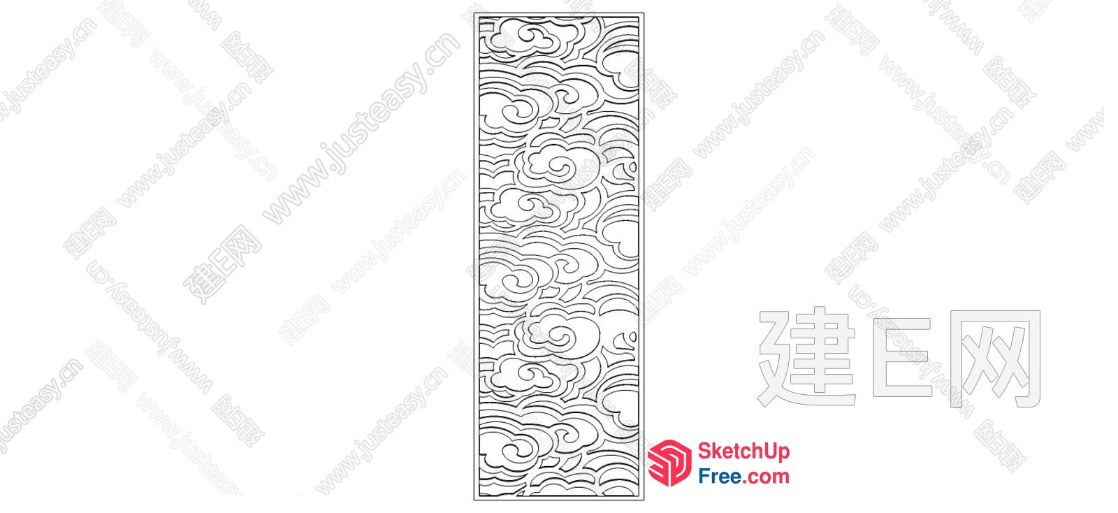 Decorative Asian Patterned Door 3D SketchUp File