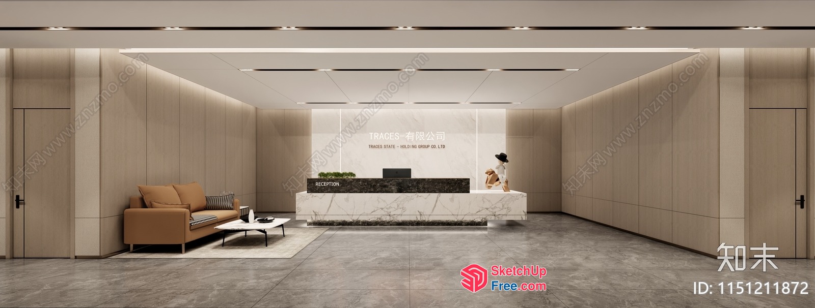 Modern Office Reception Area With Minimalist Decor 3D SketchUp File