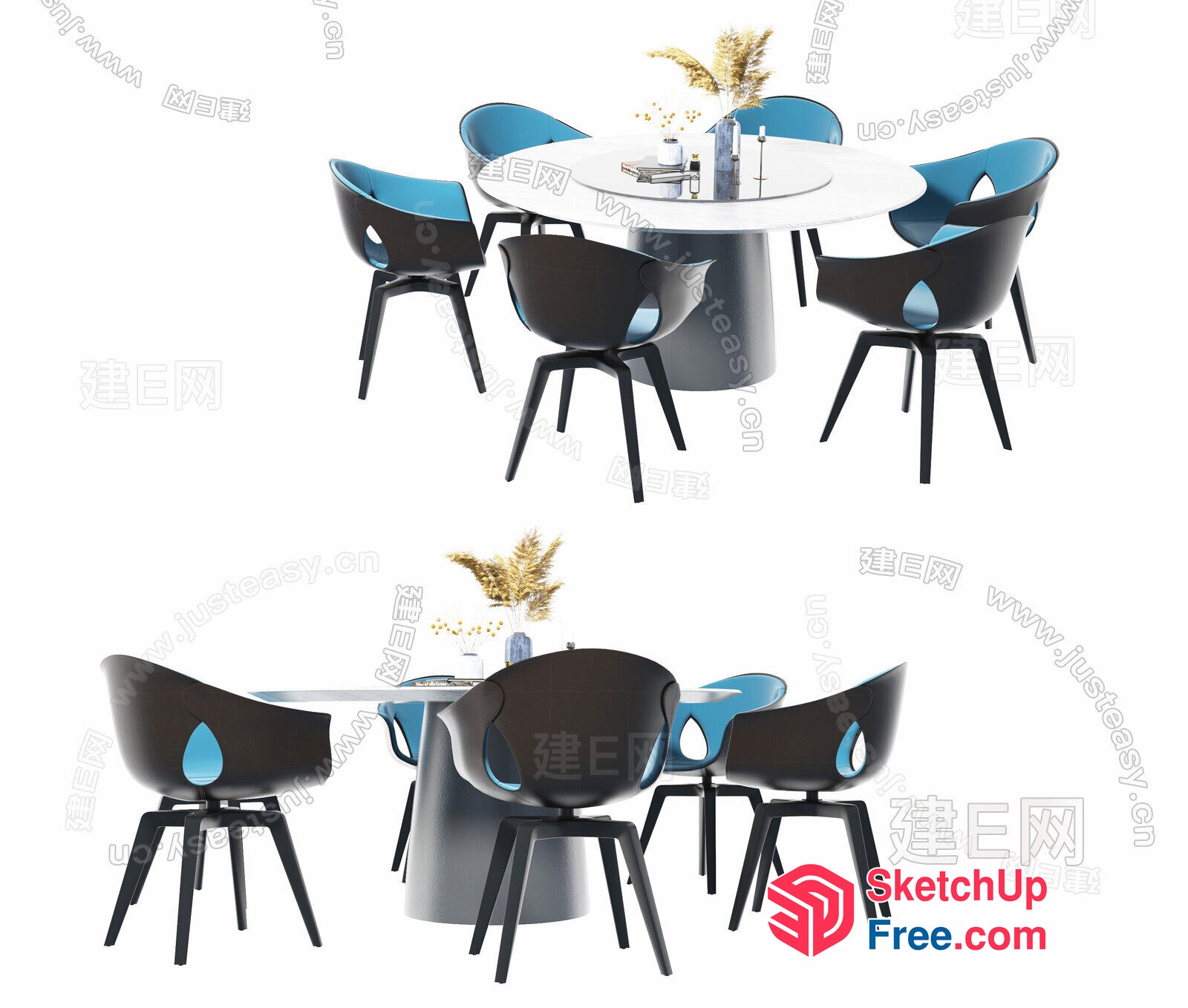 Elegant Modern Dining Room Set 3D SketchUp File