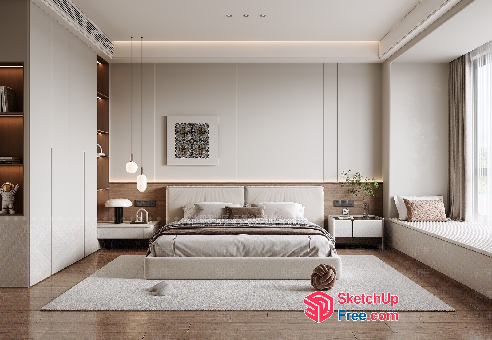 Modern Minimalist Bedroom Design 3D SketchUp File
