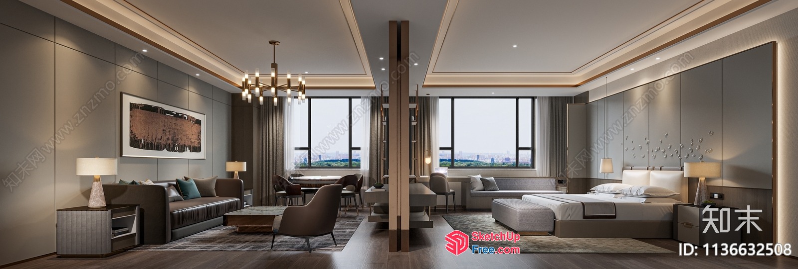 Elegant And Sophisticated Modern Living Room 3D SketchUp File