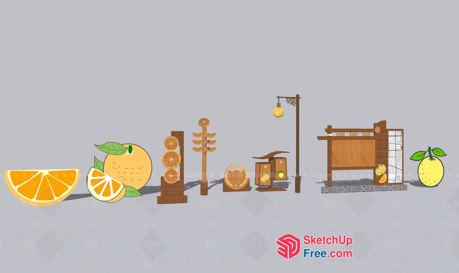 Japanese Style Orange Decor 3D SketchUp File