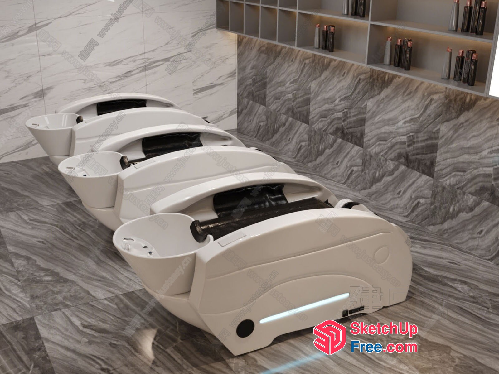 Modern Spa Room With Sleek White And Gray Marble Furniture 3D SketchUp File
