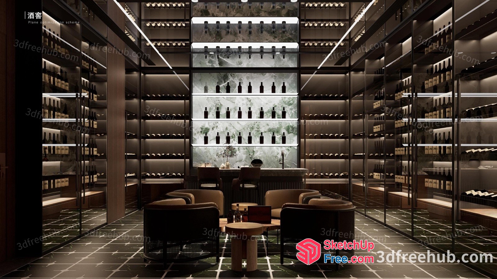 Luxurious Modern Wine Cellar 3D SketchUp File