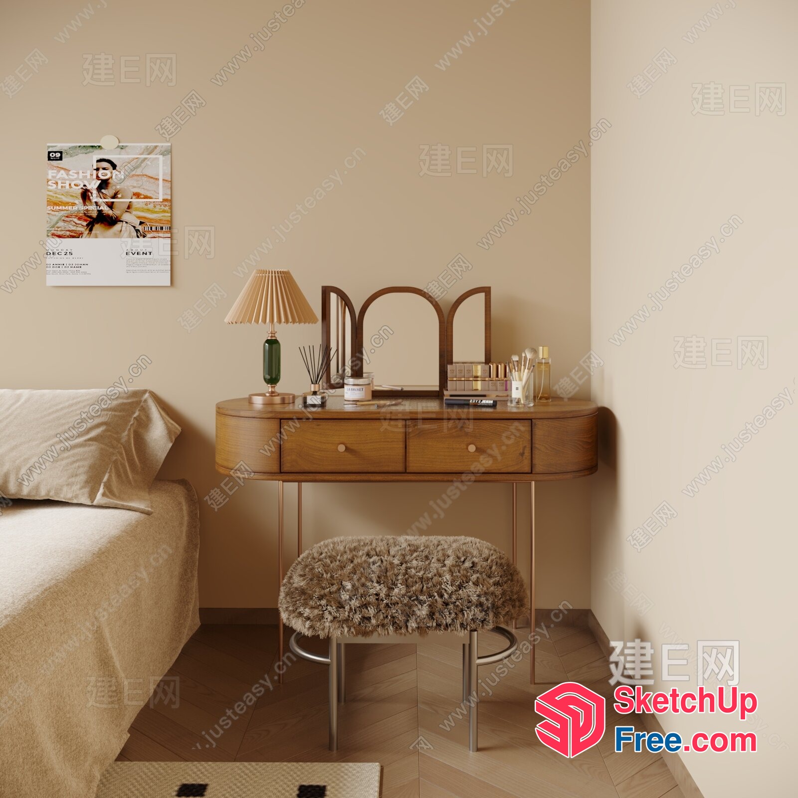 Elegant And Cozy Bedroom Decor 3D SketchUp File
