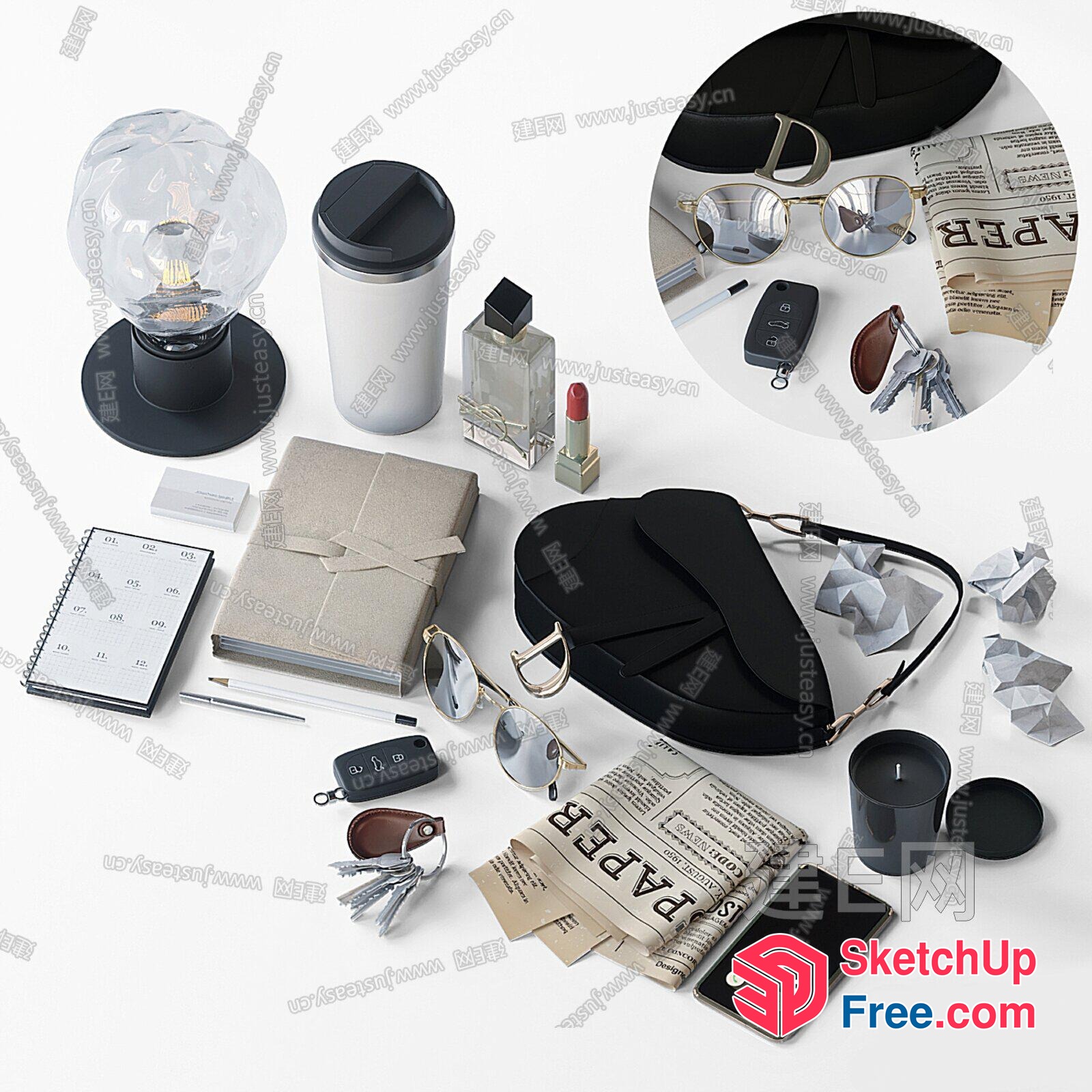 Minimalist Office Decor Accessories Collection 3D SketchUp File