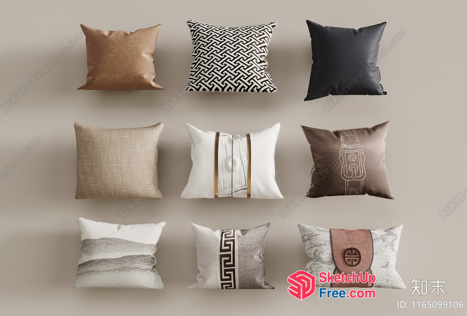 Decorative Pillows With Various Patterns And Colors 3D SketchUp File