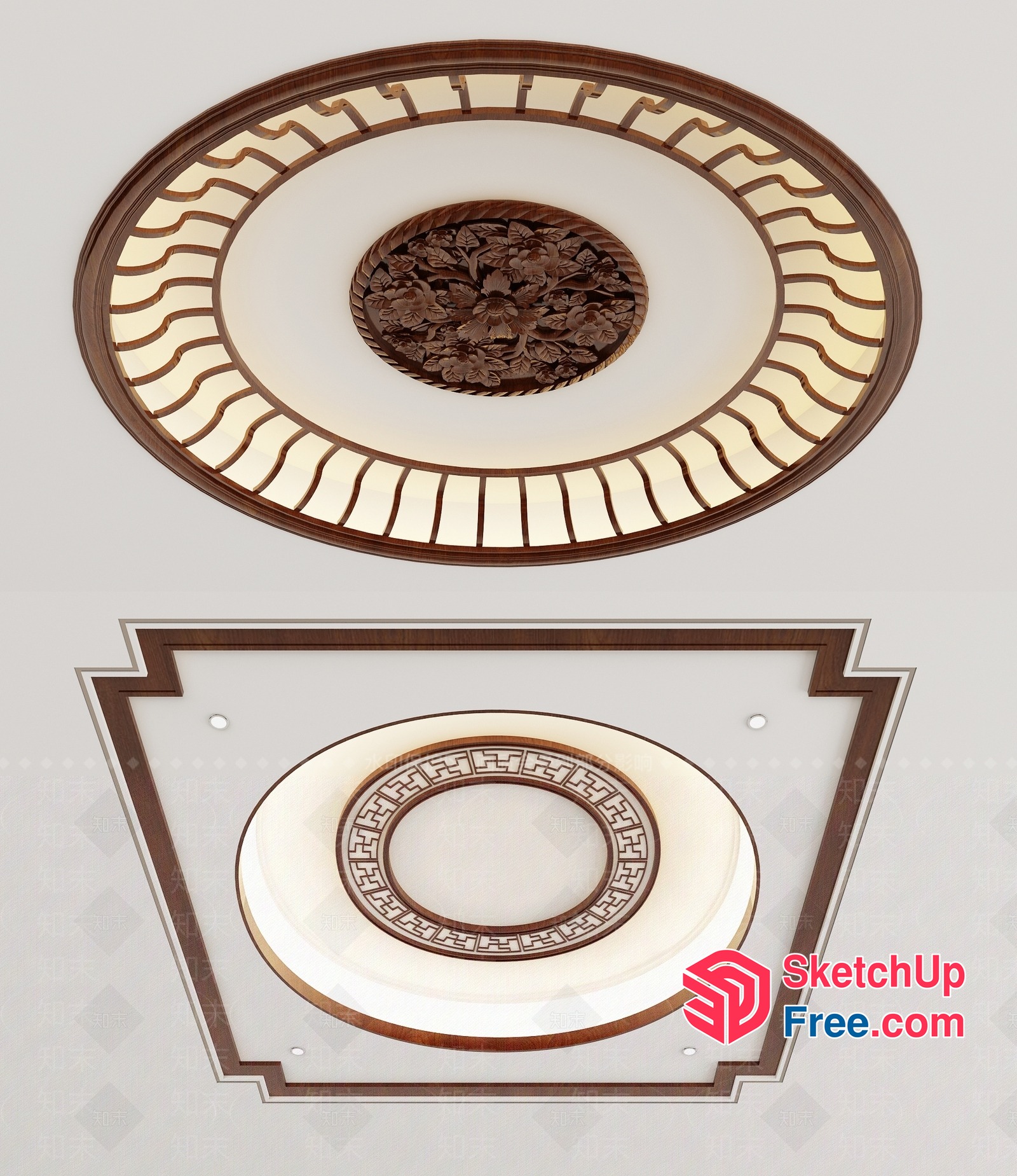 Ornate Ceiling Decorations With Floral And Geometric Patterns 3D SketchUp File