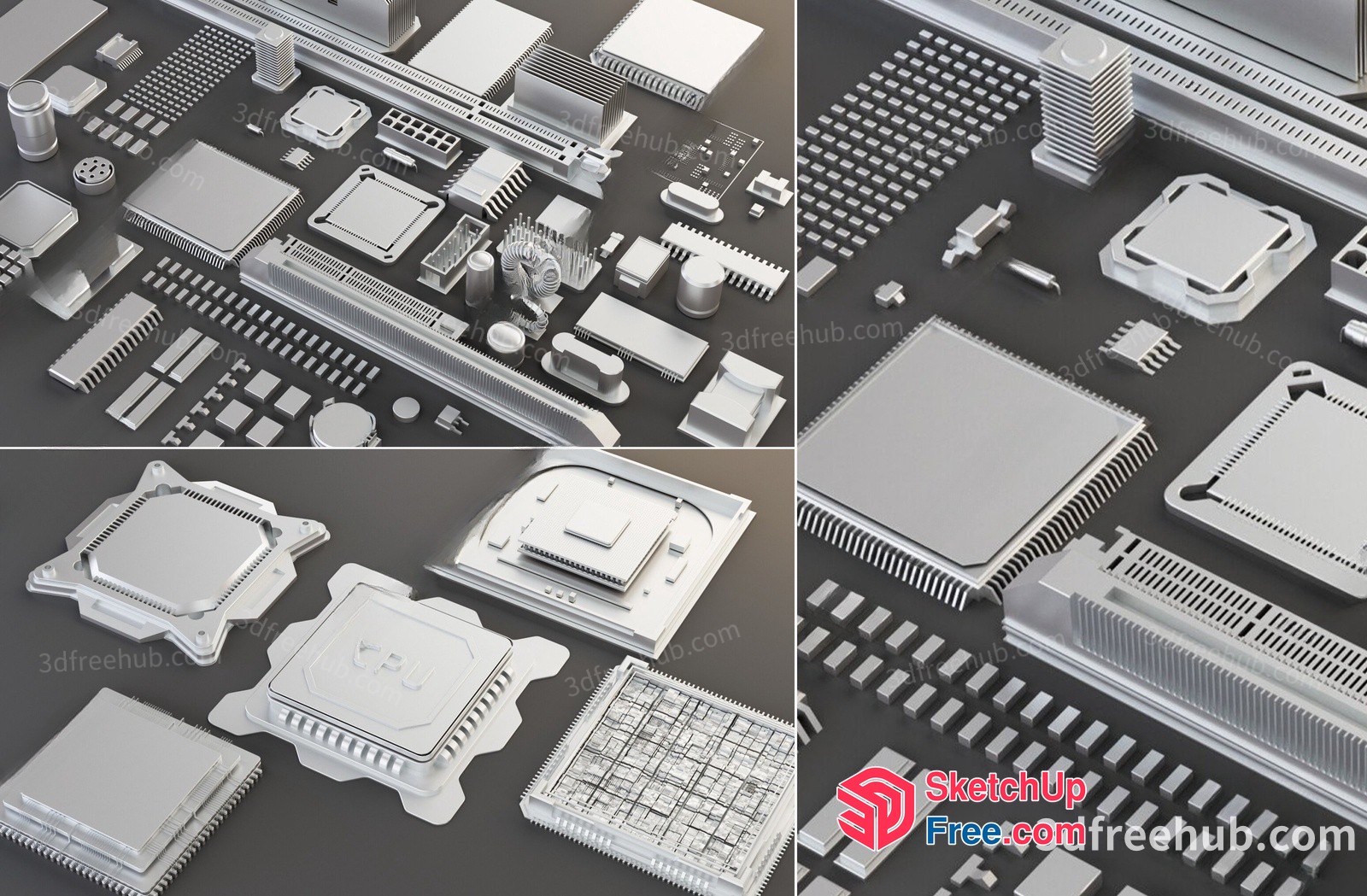 3D Microchip Components 3D SketchUp File