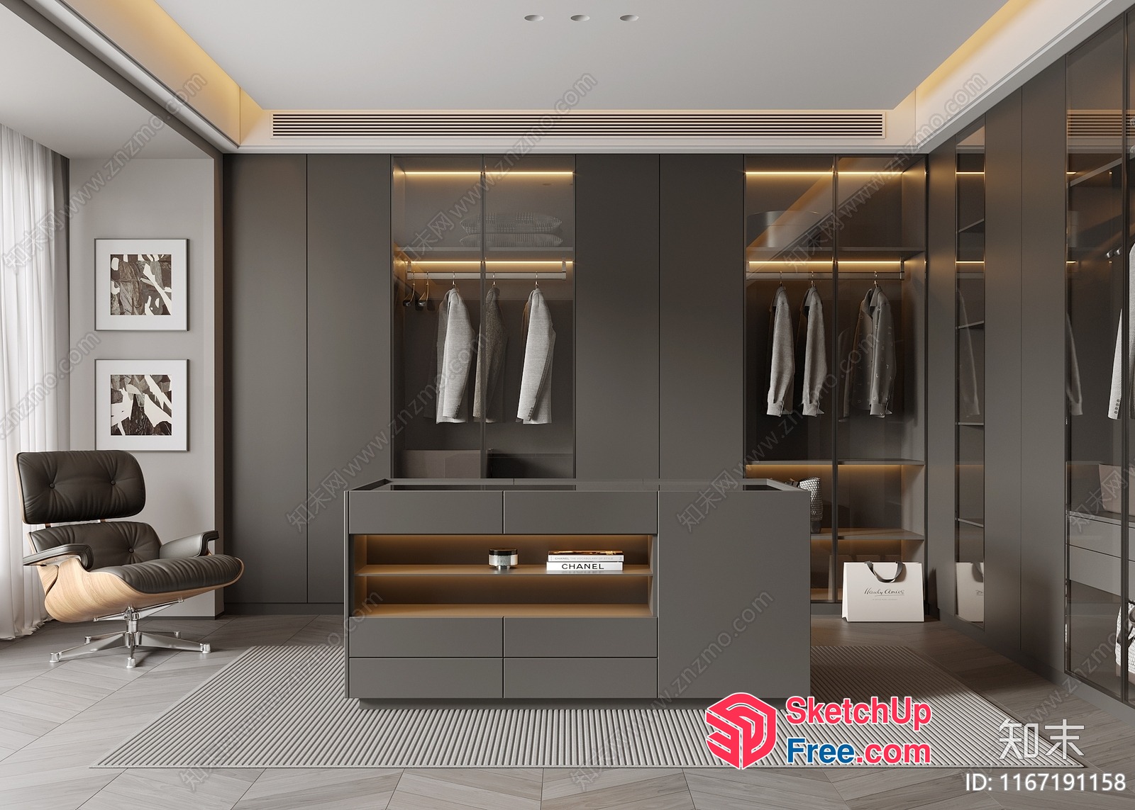 Modern Grey And White Luxury Room 3D SketchUp File