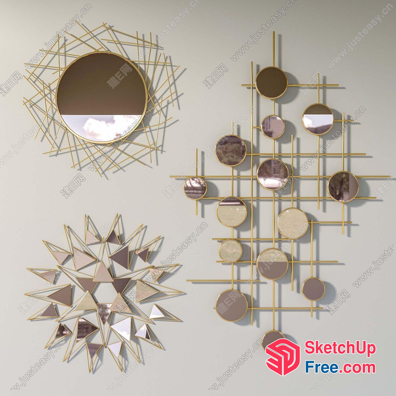 Geometric Mirror Decorations 3D SketchUp File