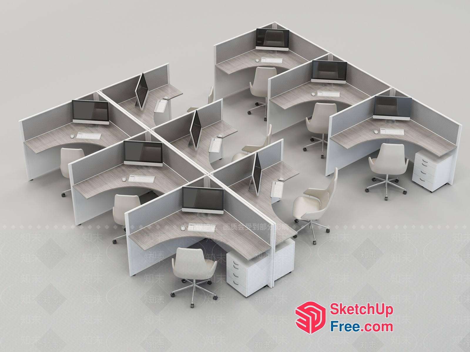 Office Furniture Arrangement 3D SketchUp File