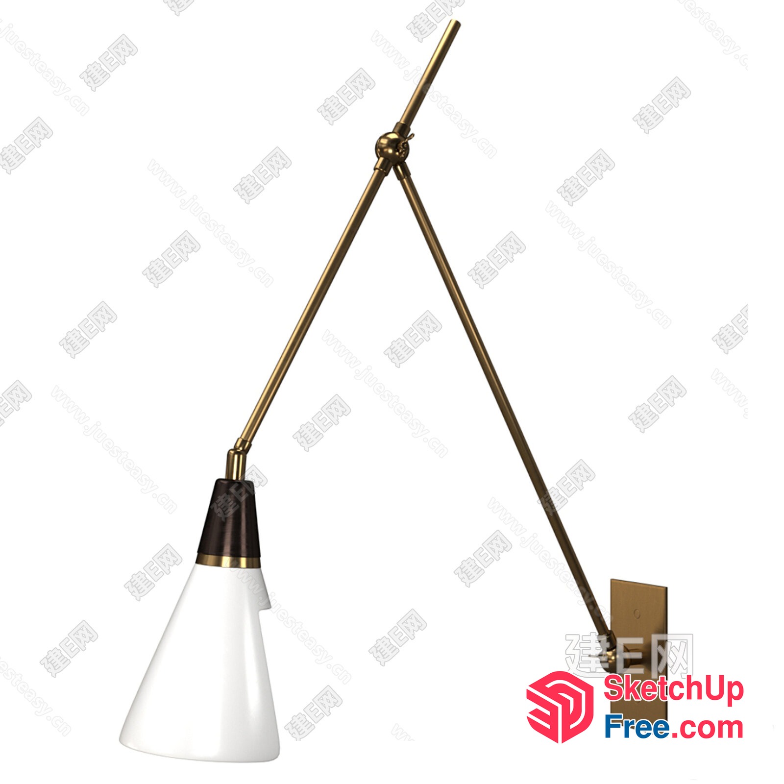 Modern Gold And White Adjustable Lamp 3D SketchUp File