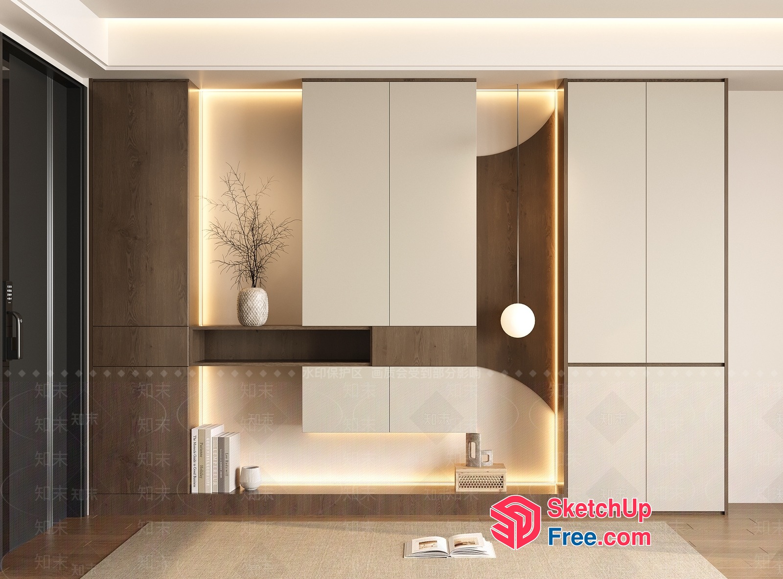 Modern Minimalist Living Room Design With Curved Elements 3D SketchUp File