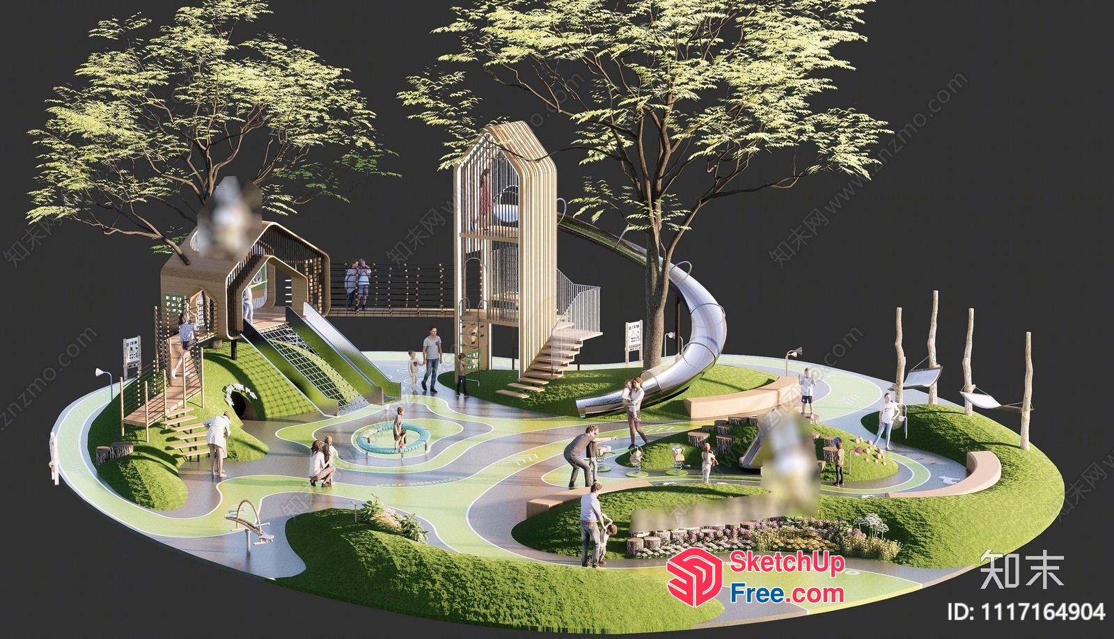 Modern Playground Design With Unique Play Structures 3D SketchUp File