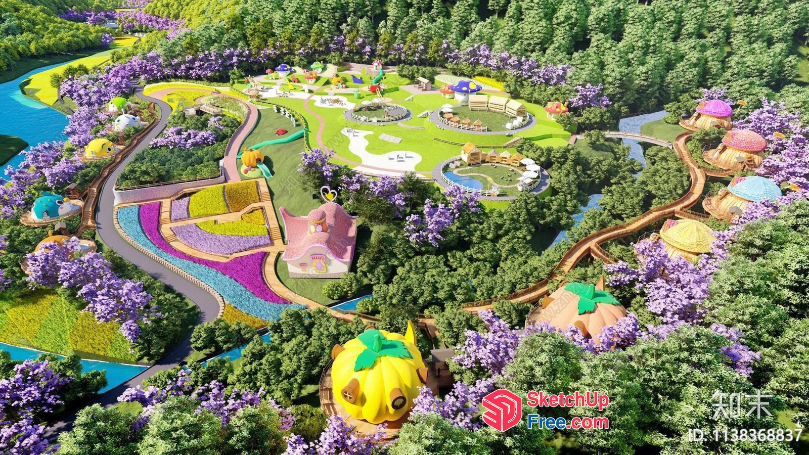 Vibrant Colorful Theme Park 3D SketchUp File