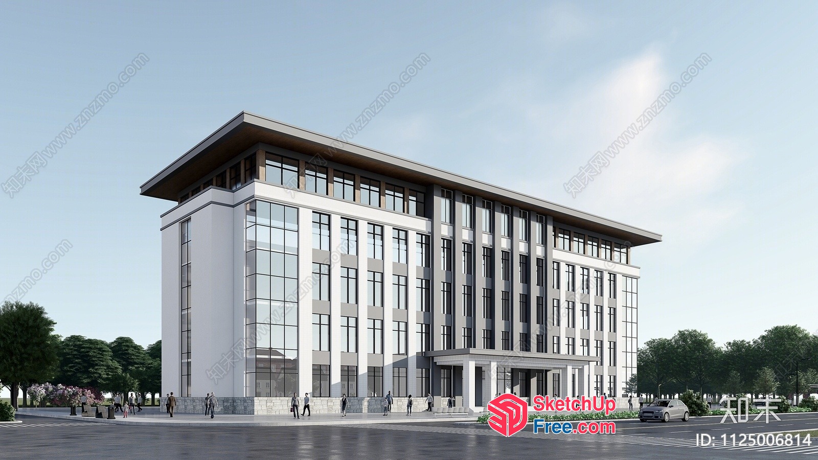 Modern Office Building Exterior 3D SketchUp File
