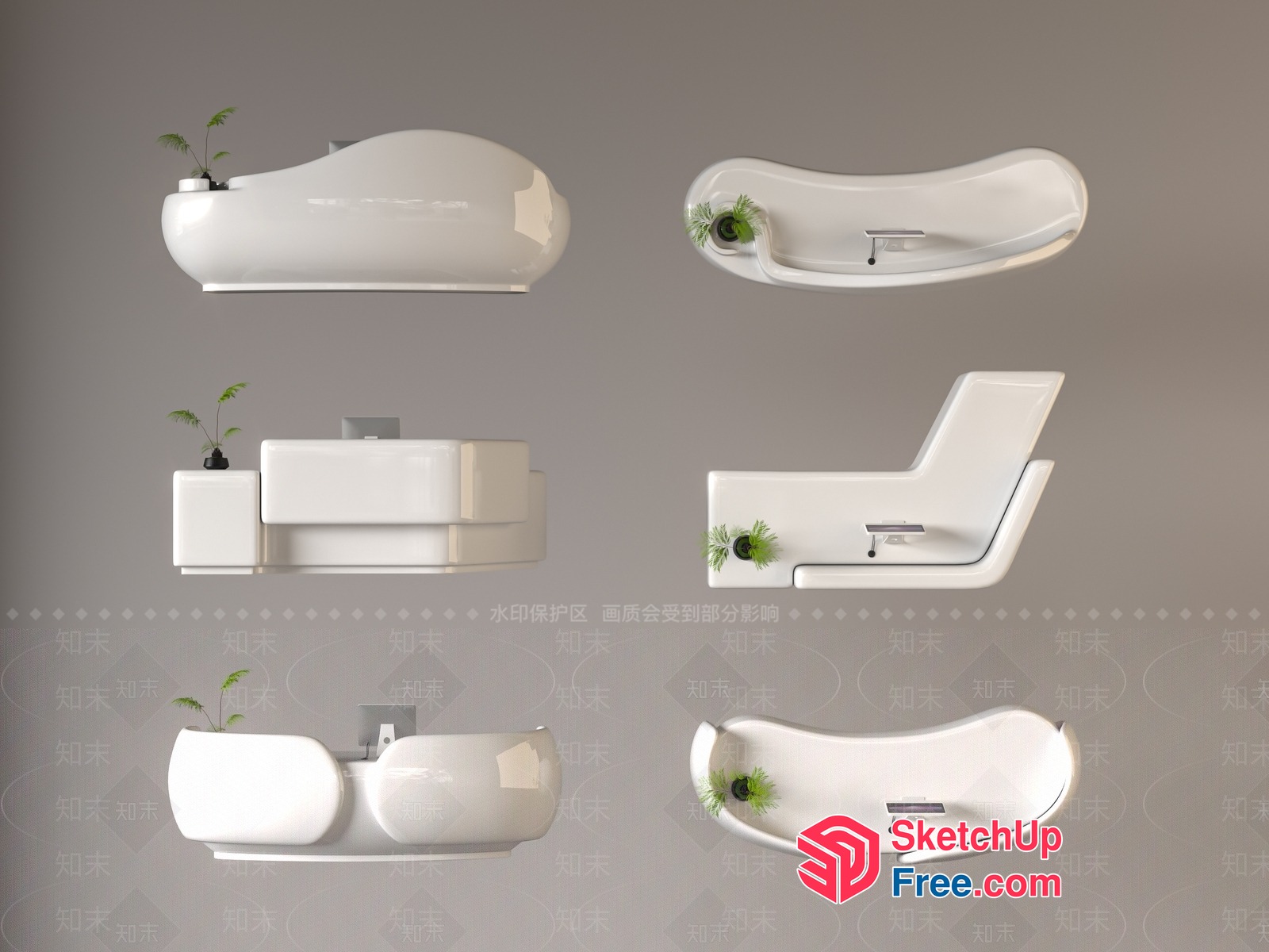 Elegant And Modern Bathroom Furniture Collection 3D SketchUp File
