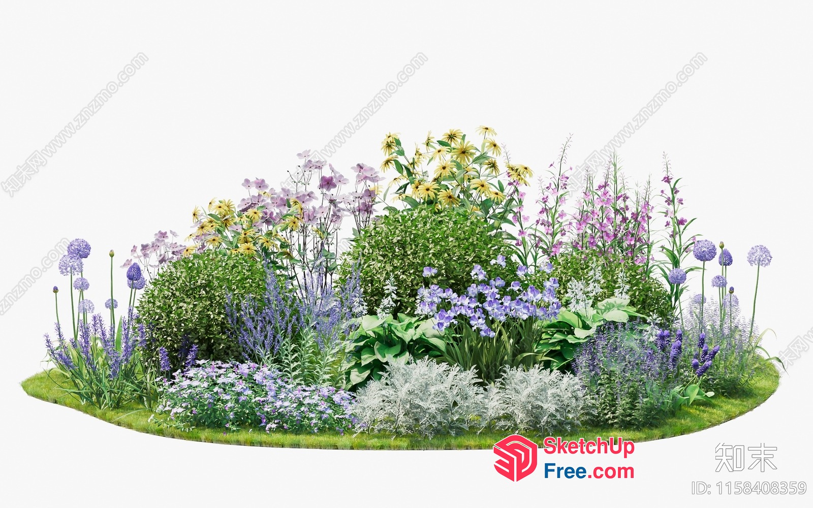 Vibrant Flower Garden Scene 3D SketchUp File
